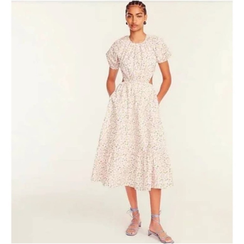 J. Crew Side-Cutout Cotton Poplin Dress in the Meadow Floral